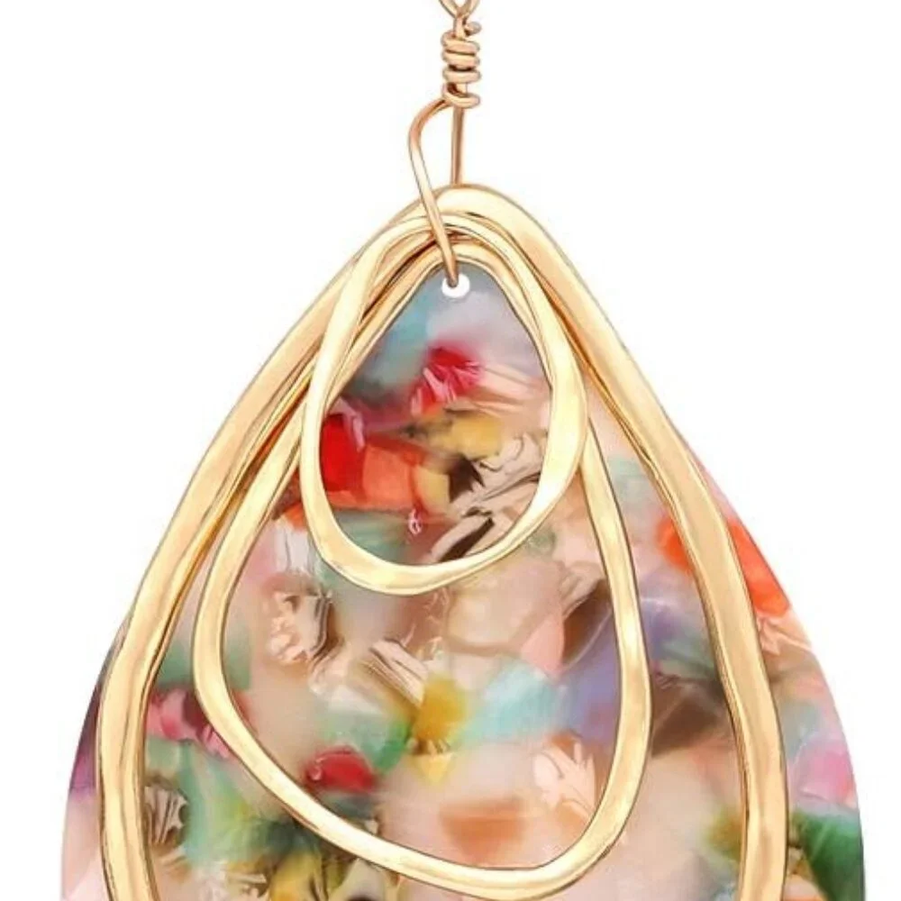 Long Necklace For Women Acrylic Pendant Necklace Acetate Resin Boho